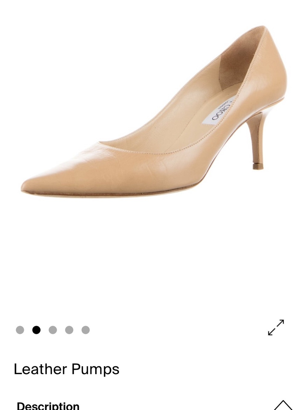 Jimmy Choo Beige Leather Pointed-Toe Pumps - Picture 2 of 4